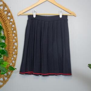 Vtg Navy Pleated Skirt Red Trim Kawaii Seifuku Preppy Schoolgirl | True Winter